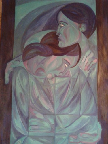 Malerei mit dem Titel "UMARMUNG" von Edith Stütz, Original-Kunstwerk, Öl