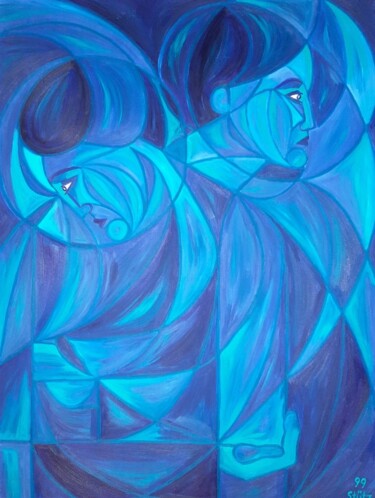 Peinture intitulée "FEEL BLUE" par Edith Stütz, Œuvre d'art originale, Huile