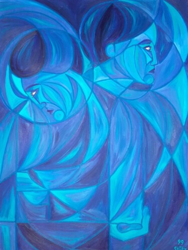 Painting titled "FEEL BLUE" by Edith Stütz, Original Artwork, Oil