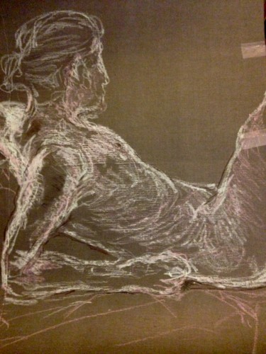 Рисунок под названием "Portrait of Hector…" - Edith Touré, Подлинное произведение искусства, Древесный уголь Установлен на к…