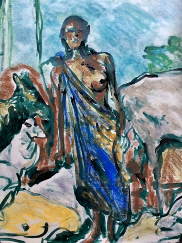Peinture intitulée "The Herd" par Edith Touré, Œuvre d'art originale, Acrylique