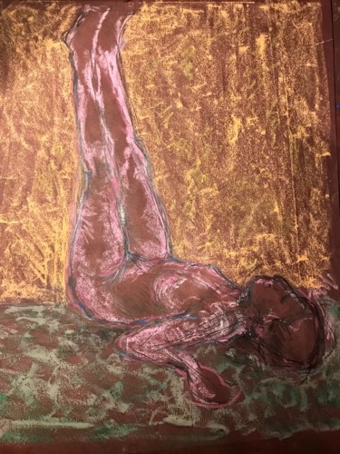 Painting titled "Liegender weibliche…" by Edith Touré, Original Artwork, Pastel