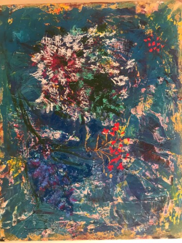 Картина под названием "Naomis Garten" - Edith Touré, Подлинное произведение искусства, Акрил Установлен на Деревянная рама д…