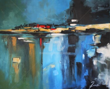 Peinture intitulée "Horizon Bleu" par Edith Verdickt, Œuvre d'art originale