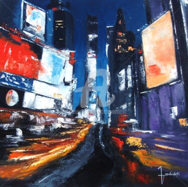 Painting titled "times-square-huile-…" by Edith Verdickt, Original Artwork, Oil