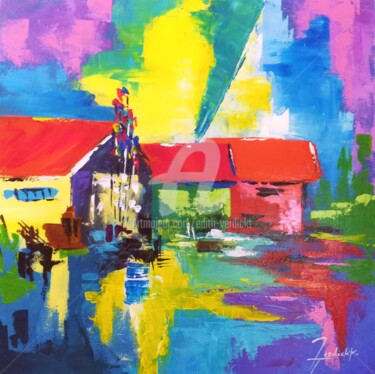 Painting titled "Cabane-du-Château-a…" by Edith Verdickt, Original Artwork, Acrylic