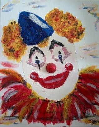 Painting titled "CLOWN" by Edith Boulet, Original Artwork