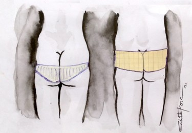 Beau caleçon Collages intitulée "Beau caleçon" par Edith Donc, Œuvre d'art originale, Encre