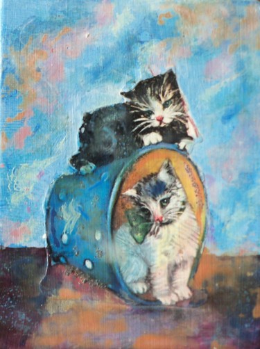 Collages titulada "dos-gatitos-66" por Edith Fiamingo, Obra de arte original
