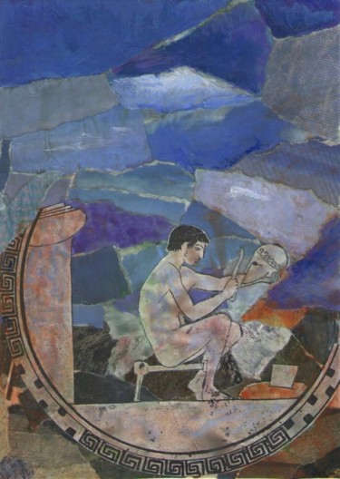 Pintura titulada "Símbolos de Grecia…" por Edith Fiamingo, Obra de arte original