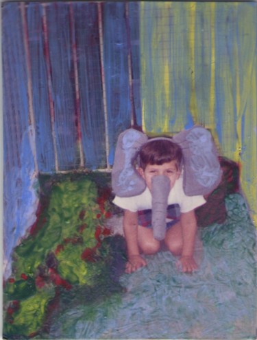 Collages titulada "El elefantito 93, T…" por Edith Fiamingo, Obra de arte original
