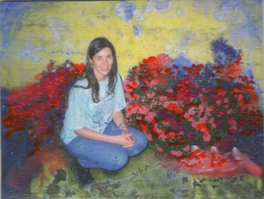 Collages titulada "Rodeada de rosas 88…" por Edith Fiamingo, Obra de arte original