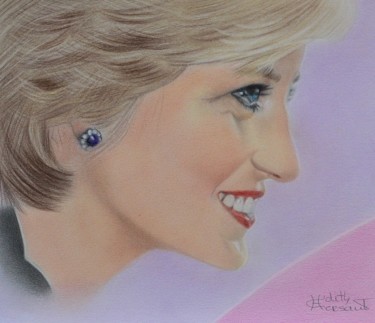 Drawing titled "Lady Diana ." by Edith Hersant, Original Artwork