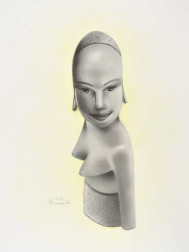 图画 标题为“Statue alive” 由Edith Hersant, 原创艺术品, 石墨