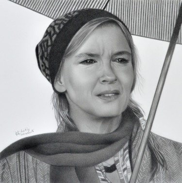 Drawing titled "Renée Zellveger" by Edith Hersant, Original Artwork, Graphite