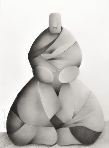 Drawing titled "Circles" by Edith Hersant, Original Artwork, Graphite
