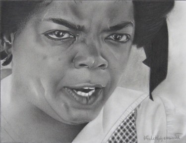 Drawing titled "Oprah Winfrey" by Edith Hersant, Original Artwork, Graphite