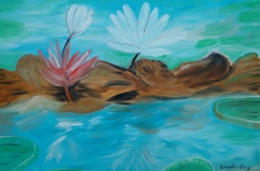 Pintura intitulada "flor-aquatica.jpg" por Edivaldo Cruz, Obras de arte originais, Óleo