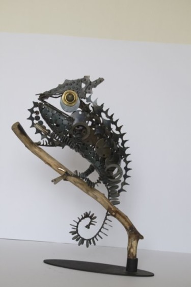 Sculpture titled "Chameleon" by Editvarbanova, Original Artwork, Metals