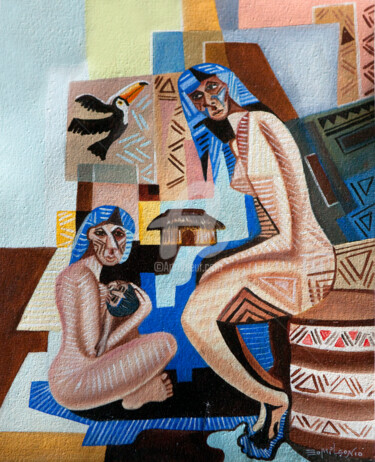 Pintura intitulada "Tribo" por Ed Oliveira, Obras de arte originais, Óleo