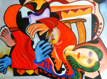 Pintura intitulada "A Musicista" por Ed Oliveira, Obras de arte originais, Óleo