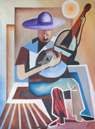 Pintura intitulada "O Violeiro Toca" por Ed Oliveira, Obras de arte originais, Óleo