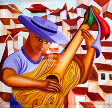 Painting titled "Festa no Morro" by Ed Oliveira, Original Artwork, Oil