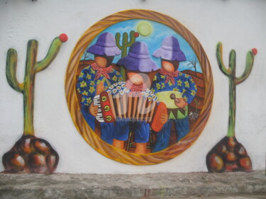Pintura intitulada "Trio de Forró - Mur…" por Ed Oliveira, Obras de arte originais