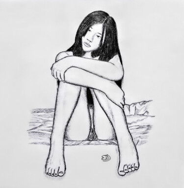Dessin intitulée "Jeune femme asiatiq…" par Edmond Drot, Œuvre d'art originale, Crayon