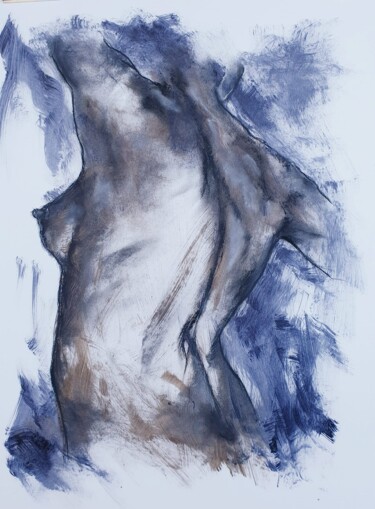 Картина под названием "Sens 1" - Edmond Trucchi, Подлинное произведение искусства, Древесный уголь Установлен на Другая жест…