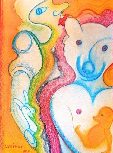 Dessin intitulée "NURSERY" par Edmond Woivre, Œuvre d'art originale, Pastel