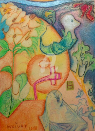 Drawing titled "SAPHIR" by Edmond Woivre, Original Artwork, Pastel