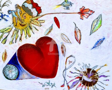 Peinture intitulée "coeur" par Edmond Woivre, Œuvre d'art originale, Acrylique