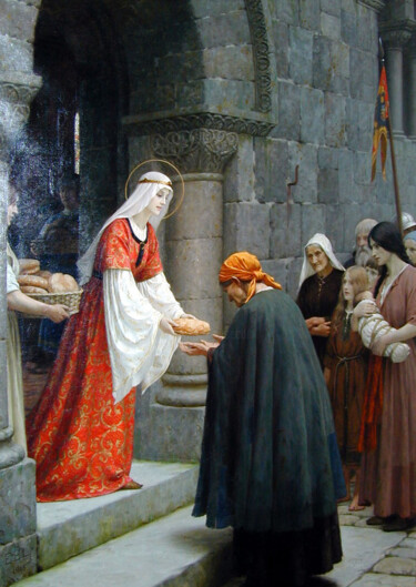 Pittura intitolato "La charité de saint…" da Edmund Leighton, Opera d'arte originale, Olio