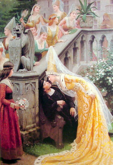 Pittura intitolato "Alain Chartier" da Edmund Leighton, Opera d'arte originale, Olio