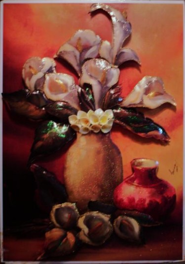 Painting titled "Copos de Leite" by Edna Bomfim, Original Artwork