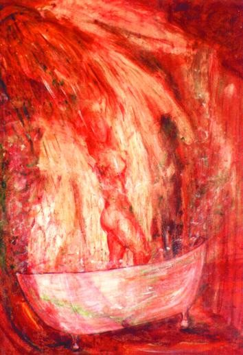 Painting titled "El baño a la sombra" by Edna Cantoral Acosta, Original Artwork