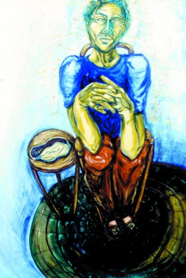 Pintura titulada "Sala de espera" por Edna Cantoral Acosta, Obra de arte original