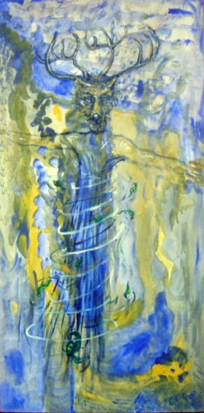 Painting titled "Guardián" by Edna Cantoral Acosta, Original Artwork