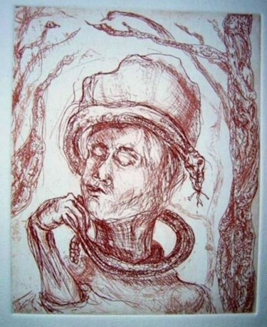 Pintura titulada "El sombrero" por Edna Cantoral Acosta, Obra de arte original