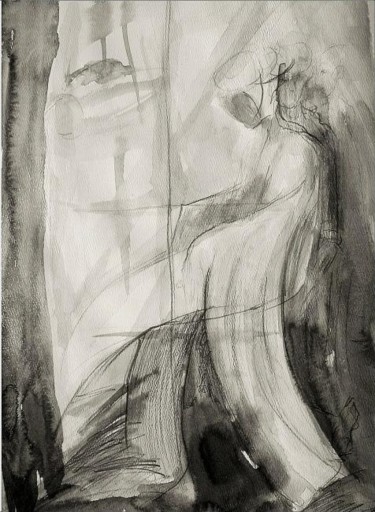 Dibujo titulada "La ventana" por Edna Cantoral Acosta, Obra de arte original