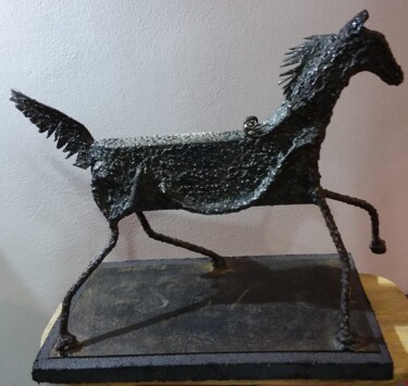 Sculpture titled "Cavallo al galoppo" by Edo Romildo Chiari, Original Artwork, Metals