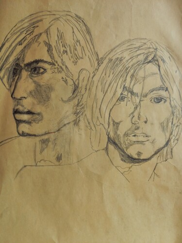Disegno intitolato "Study of faces,copy…" da Edonista21, Opera d'arte originale, Matita