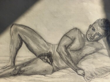 Disegno intitolato "Naked David,copyrig…" da Edonista21, Opera d'arte originale, Carbone