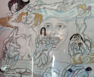 Disegno intitolato "Eros and Thanatos,c…" da Edonista21, Opera d'arte originale, Acrilico