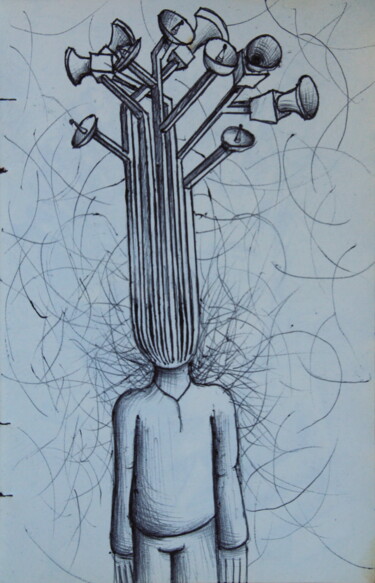 Dessin intitulée "Le transmetteur" par Edouard Leruste, Œuvre d'art originale, Stylo à bille