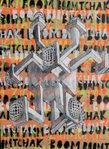 Peinture intitulée "Boom Boom Tchak" par Edouard Leruste, Œuvre d'art originale, Bombe aérosol