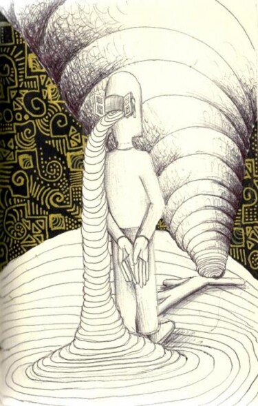 Dessin intitulée "Rêvélution" par Edouard Leruste, Œuvre d'art originale, Stylo à bille