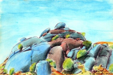 Peinture intitulée "Les rochers peints." par Edouard Leruste, Œuvre d'art originale, Autre