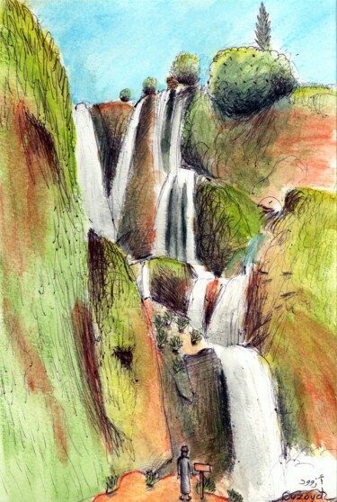 Peinture intitulée "Ouzoud. La cascade" par Edouard Leruste, Œuvre d'art originale, Autre